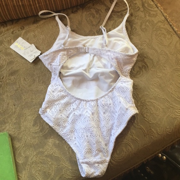 NWT White Crochet One Piece Swim - Picture 3 of 7